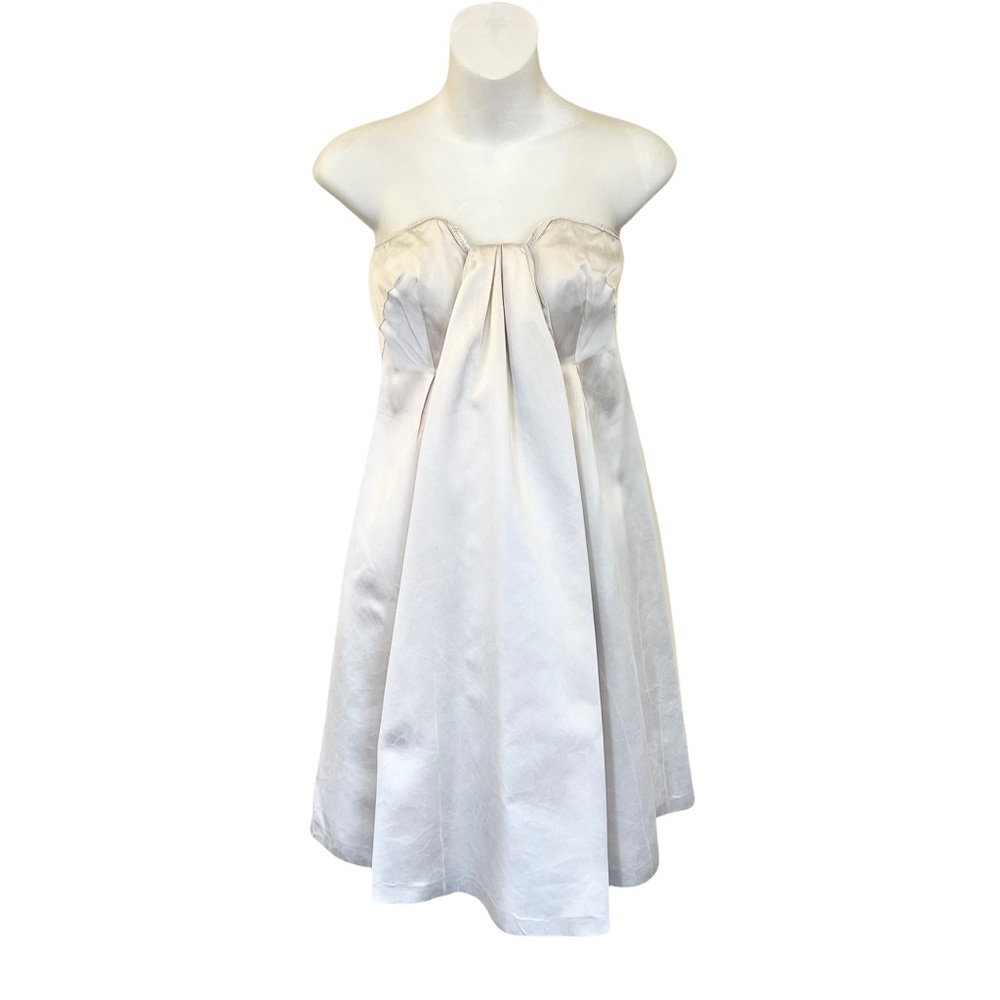 PRADA Silk Strapless Pleated Waterfall Design Mini Dress - 2 - Picture 3 of 10